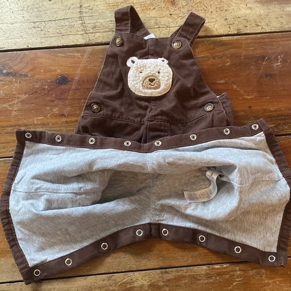 Carter’s Lined Overalls With Pockets Brown Bear Snap Closure 6M - Picture 7 of 11